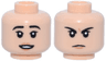 Minifigure, Head Dual Sided Female, Black Eyebrows, Eyelashes, Nougat Lips, Open Mouth Smile / Closed Mouth Angry Pattern