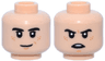 Minifigure, Head Dual Sided Black Eyebrows, Dark Orange Freckles and Chin Dimple, Crooked Smile / Angry Pattern