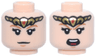 Minifigure, Head Dual Sided Female, Gold Tiara, Medium Nougat Eyebrows, Black Eyelashes, Nougat Chin Dimple, Neutral / Angry, Open Mouth Pattern