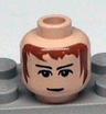 Minifigure, Head Male Brown Hair, Eyebrows, White Pupils Pattern (HP Knight Bus Driver)