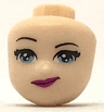 Mini Doll, Head Friends with Bright Light Blue Eyes and Magenta Lips with Smirk Pattern