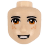 Mini Doll, Head Friends Male Large with Black Thin Eyebrows, Dark Orange Eyes, Nougat Freckles, and Open Mouth Smile with Teeth Pattern