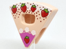 Minifigure, Headgear Head Cover, Costume Wedge Slice with Cake with Strawberries, White Cream, and Dark Pink Frosting Pattern (BAM)