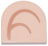 Tile, Round 2 x 2 Half Circle Extended with Medium Nougat Curved Lines Pattern Model Left Side (Super Mario Inner Ear)