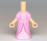 Micro Doll, Body with Molded Bright Pink Dress and Printed White Panel, Waistband, and Collar, Light Nougat Neck Pattern