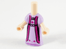 Micro Doll, Body with Molded Lavender Dress and Printed Magenta Flowers and Trim, Gold Dots, Black Strap, Medium Lavender Hem and Neck Pattern
