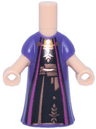 Micro Doll, Body with Molded Dark Purple Dress and Printed Magenta Robe Trim over Black Dress with Copper Clasp, Grain and Sash Pattern