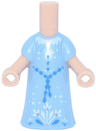 Micro Doll, Body with Molded Bright Light Blue Dress and Printed Blue Beaded Belt and Buttons, White Collar and Half Snowflake and Metallic Pink Accents Pattern
