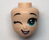 Mini Doll, Head Friends with Dark Turquoise Large Eyes, Right Wink, Raised Eyebrows, Freckles, and Open Mouth Smile Pattern (Anna)