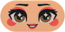 Tile, Round 2 x 4 Oval with Face, Black Eyebrows and Eyelashes, Dark Tan Eyes, Coral Eye Shadow, Cheeks and Lips, Open Mouth Smile with Teeth Pattern (Belle)