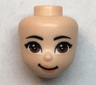 Mini Doll, Head Friends with Black Eyebrows Rounded End, Reddish Brown Eyes, Nougat Lips, Lopsided Grin Pattern