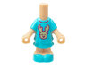 Micro Doll, Body with Molded Medium Azure Short Layered Dress and Shoes and Printed Tan Reindeer Head and Magenta Collar Pattern