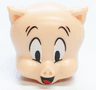 Minifigure, Head, Modified Looney Tunes Porky Pig with Red Tongue, Black Raised Eyebrows and Pupils Pattern