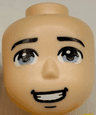 Mini Doll, Head Friends Male Large with Bright Light Blue Eyes, Black Eyebrows Curved at Ends, Open Mouth Smile, and Chin Dimple Pattern