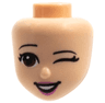 Mini Doll, Head Friends with Reddish Brown Eyes, Left Wink, Dark Pink Lips and Open Mouth Smile Pattern