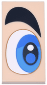 Tile 2 x 4 with White, Blue and Dark Azure Eye and Thick Black Eyebrow Pointed Down Pattern Model Right Side (Super Mario Eye)