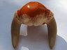 Minifigure, Headgear Head Top with Dark Tan SW Iktotchi Horns, Dark Orange Saesee Tiin Pattern