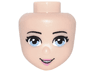 Mini Doll, Head Friends with Black Eyebrows, Bright Light Blue Eyes, Dark Pink Lips, and Open Mouth Smile Pattern