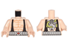 Torso Batman Muscles Outline with Black Suspenders and Silver Belt, Lime Hoses on Back Pattern / Light Nougat Arms / Light Nougat Hands
