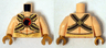 Torso Muscles Outline with Gold Belts and Red Buckle with Black Hawk Pattern / Light Nougat Arms / Pearl Gold Hands