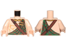 Torso Bare Chest Muscles, Dark Green Tartan Kilt, Dark Brown Diagonal Belt and Batman Logo in Yellow Oval Pattern / Light Nougat Arms / Light Nougat Hands