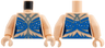 Torso Female Blue Bikini Bra Top with Metallic Light Blue Lines, Shapes and Sparkles and White Dots Pattern / Light Nougat Arms / Light Nougat Hands