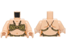 Torso Female Gold and Olive Green Bra and Loincloth, Shoulder Contours and Black Straps on Back Pattern / Light Nougat Arms / Light Nougat Hands
