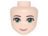 Mini Doll, Head Friends with Thin Black Eyebrows, Green Eyes, Dark Pink Lips, and Closed Mouth Smile Pattern