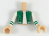 Torso Mini Doll Boy Green Letter Jacket over White Shirt Pattern, Light Nougat Arms with Hands with White Sleeves with Green Stripes