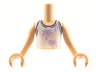 Torso Mini Doll Boy White Top with Palm Trees Pattern, Light Nougat Arms with Hands