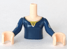 Torso Mini Doll Girl Dark Blue with Gold Trim Pattern, Light Nougat Arms with Hands with Dark Blue Sleeves, Gold Band (Disney Princess Merida)