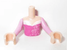 Torso Mini Doll Girl Dark Pink Top with Swirls and Stars Pattern, Light Nougat Arms with Hands with Bright Pink Sleeves