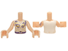 Torso Mini Doll Girl White Top with Dark Purple, Gold Belt, Butterfly Pattern, Light Nougat Arms with Hands with Dark Purple Elves Tattoo Left