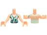 Torso Mini Doll Girl Light Aqua Halter Top with Dark Blue and Silver Pattern, Light Nougat Arms with Hands with Dark Azure Elves Tattoo Left