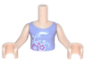 Torso Mini Doll Girl Lavender Top with Dark Pink and White Flowers Pattern, Light Nougat Arms with Hands