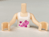 Torso Mini Doll Girl White Halter Top with Dark Pink and Magenta Circles and Stars with White Outline Pattern, Light Nougat Arms with Hands