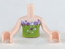 Torso Mini Doll Girl Lime Strapless Top with Lavender Trim and Silver and Magenta Flowers Pattern, Light Nougat Arms with Hands