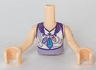 Torso Mini Doll Girl Lavender Top, Feather Necklace, Lavender Filigree on White Pattern, Light Nougat Arms with Hands with Gold Tattoo