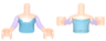 Torso Mini Doll Girl Blue Top with Metallic Light Blue Ice Crystals Pattern, Light Nougat Arms with Hands with Lavender Sleeves