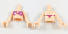 Torso Mini Doll Girl Metallic Pink Bikini Shell Bra Top with Magenta Strap Pattern, Light Nougat Arms with Hands