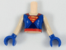 Torso Mini Doll Girl Blue Top with Red Cape Straps and 'S' Symbol and Belt Pattern, Light Nougat Arms with Blue Hands