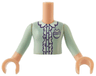 Torso Mini Doll Girl Light Aqua Top Pattern, Light Nougat Arms with Hands with Light Aqua Sleeves