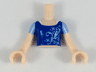 Torso Mini Doll Girl Blue Top with Bright Light Blue Filigree Pattern, Light Nougat Arms with Hands with Bright Light Blue Short Sleeves