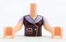 Torso Mini Doll Girl Black Buttoned Coat Pattern, Light Nougat Arms with Hands with Lavender Sleeves