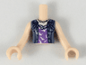 Torso Mini Doll Girl Medium Lavender Top with White Birds, Sand Blue Vest Pattern, Light Nougat Arms with Hands
