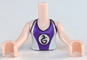Torso Mini Doll Girl Light Aqua and Dark Purple Wetsuit with Seahorse Logo Pattern, Light Nougat Arms with Hands