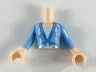 Torso Mini Doll Girl Bright Light Blue Top with Metallic Light Blue Hems and Snowflake Pattern, Light Nougat Arms with Hands with Bright Light Blue Sleeves