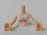 Torso Mini Doll Girl White and Light Aqua Sleeveless One Strap Top with Coral Flamingo Birds Pattern, Light Nougat Arms with Hands