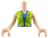 Torso Mini Doll Girl Lime Jacket Vest with Pockets over Dark Azure Shirt Pattern, Light Nougat Arms with Hands