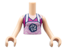 Torso Mini Doll Girl Magenta Halter Top with Bright Pink Zigzag Apron and Rosette Pattern, Light Nougat Arms with Hands